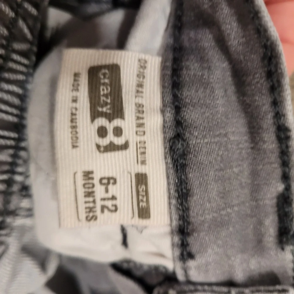 Crazy 8 Rocker Jeans Kids 6-12 Months Gray Slim Fit Elastic Waist Denim Pants